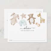 Baby shower Advies en Gender Guess Briefkaart (Voorkant / Achterkant)