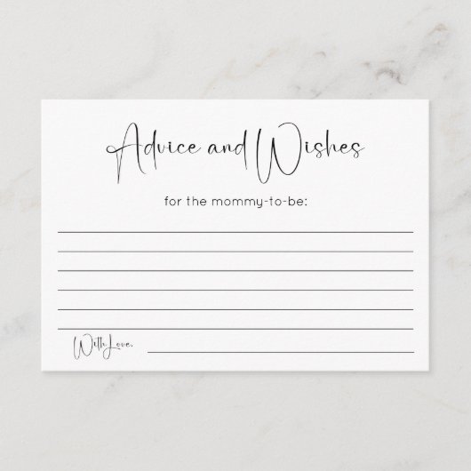 Baby shower advies en wensen informatiekaartje (Voorkant)
