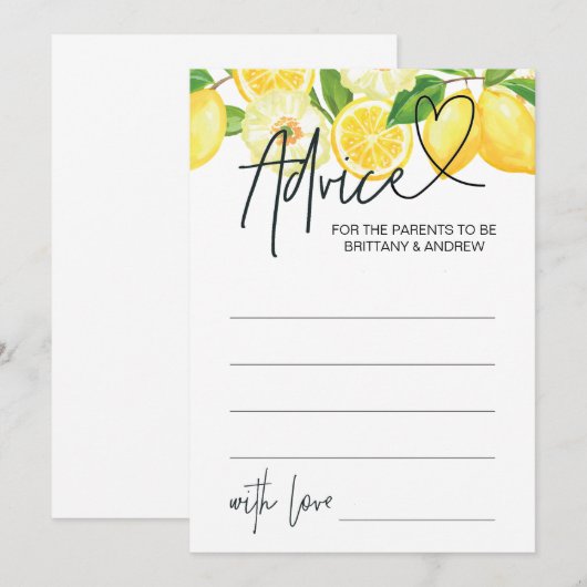 Baby shower Advies Kaart Baby shower Spelletjes Ci (Voorkant / Achterkant)