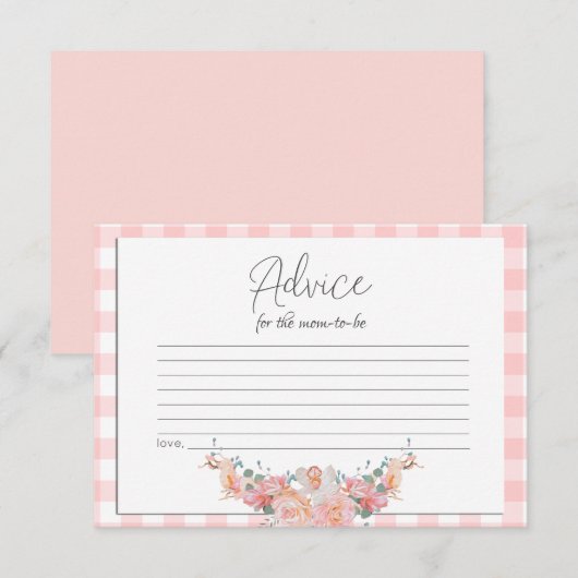 Baby shower Advies Kaart | BOHO Baby shower Coral (Voorkant / Achterkant)