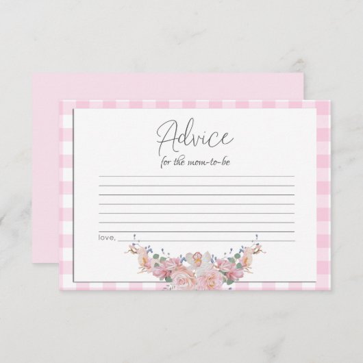 Baby shower Advies Kaart | BOHO Baby shower Pink (Voorkant / Achterkant)