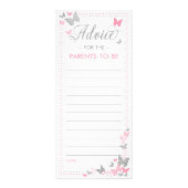 Baby shower advies Kaart, Butterfly Reclamekaart (Voorkant)