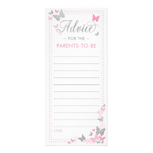 Baby shower advies Kaart, Butterfly Reclamekaart