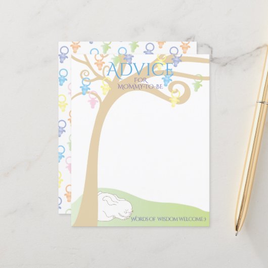 Baby shower advies Kaart Paci Bunny (Voorkant / Achterkant in situ)