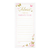Baby shower advies Kaart, Vlinders Reclamekaart (Voorkant)