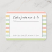 Baby shower advies voor mama informatiekaartje (Voorkant)