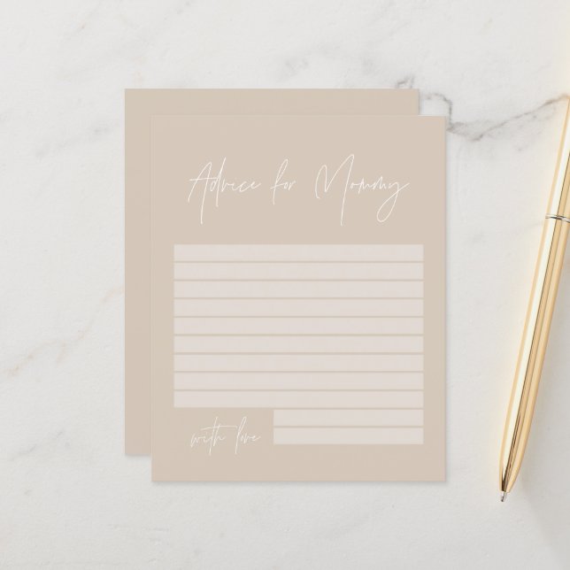 Baby shower advies voor mama modern natuurlijk bei (Voorkant / Achterkant in situ)