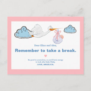 Baby shower advies White Stork & Baby Illustration Briefkaart