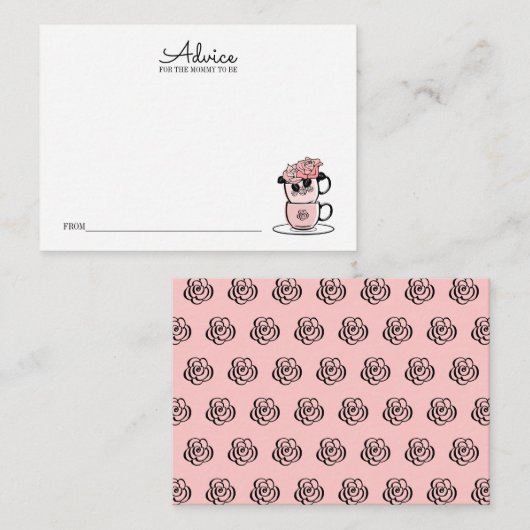 Baby shower-advieskaart voor theatergebruik en blo informatiekaartje (Voorkant / Achterkant)