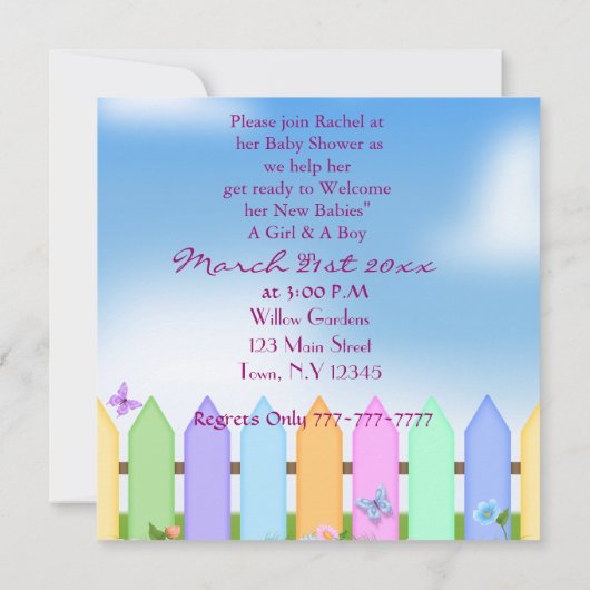 BABY SHOWER AFRIKAANSE AMERIKAANSE TWIN BOY EN GIR KAART (Achterkant)