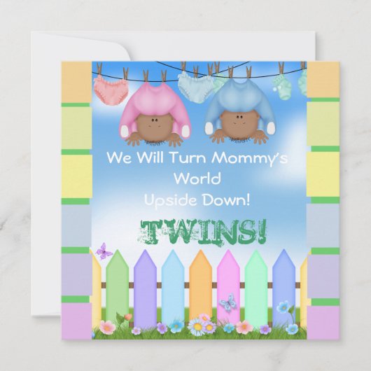 BABY SHOWER AFRIKAANSE AMERIKAANSE TWIN BOY EN GIR KAART (Voorkant)