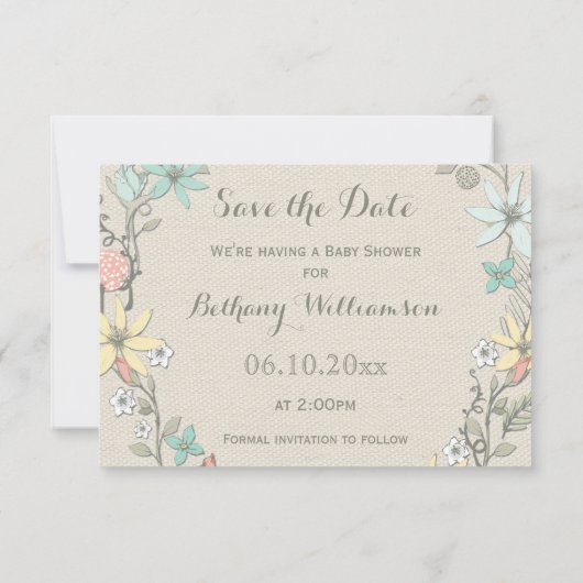 baby shower - afwerking - afdruk - spaar de datum save the date (Achterkant)