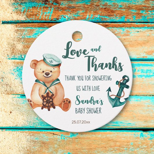 Baby shower Ahoy is een jongen teddy beer nautisch Bedankjes Labels