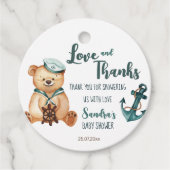 Baby shower Ahoy is een jongen teddy beer nautisch Bedankjes Labels (Voorkant)