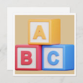 Baby shower - Alfabet Blokken Luncheon Bedankkaart (Voorkant / Achterkant)