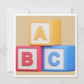 Baby shower - Alfabet Blokken Luncheon Bedankkaart (Voorkant)