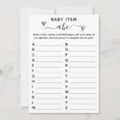Baby shower alfabet item spel Kaart (Voorkant)