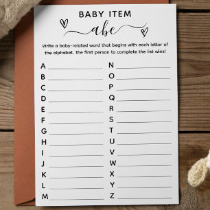 Baby shower alfabet item spel Kaart