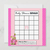 Baby shower Alfabet Naam & Bingo Spel Roze Bunny Kaart (Achterkant)