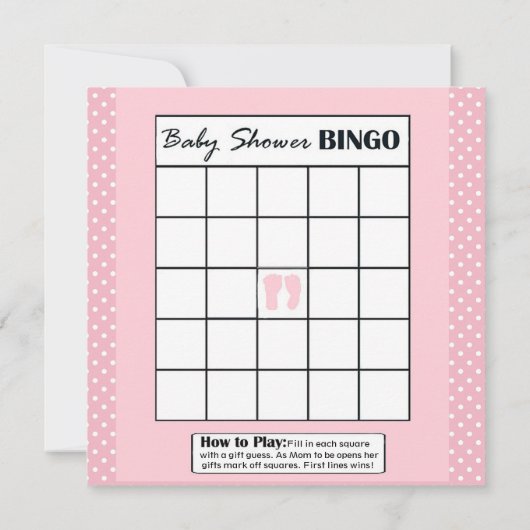 Baby shower Alfabet Naam & Bingo Spel Roze Lam Kaart (Achterkant)