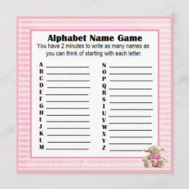 Baby shower Alfabet Naam & Bingo Spel Roze Lam Kaart