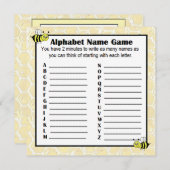 Baby shower Alfabet Naam Spel BINGO Bumblebee Kaart (Voorkant / Achterkant)