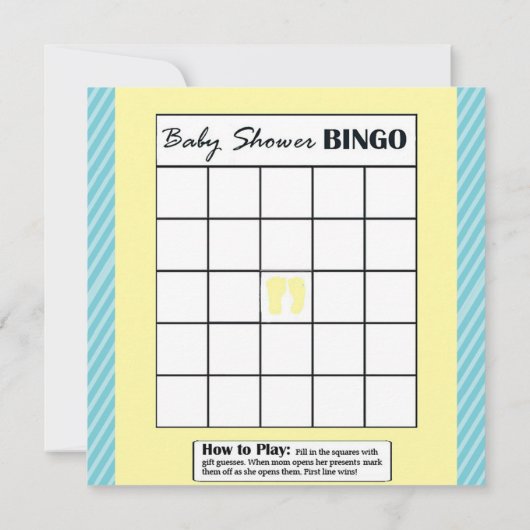 Baby shower Alfabet Naam Spel BINGO Geel & Blauw Kaart (Achterkant)