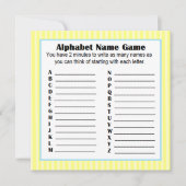 Baby shower Alfabet Naam Spel BINGO Geel & Blauw Kaart (Voorkant)