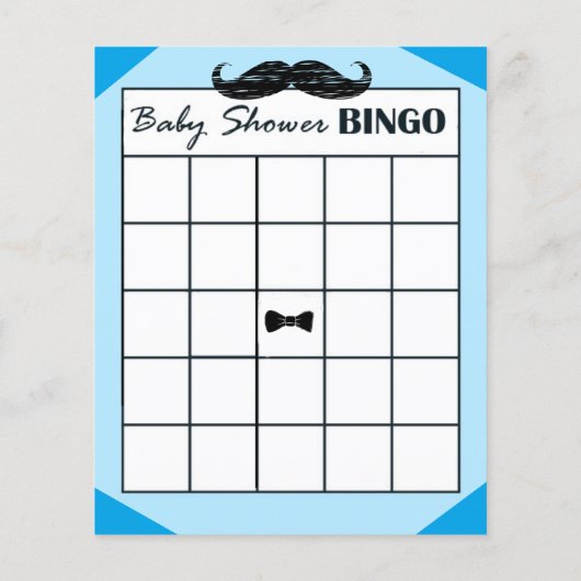 Baby shower Alfabet Name BINGO Game Mustache Flyer (Achterkant)