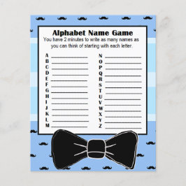 Baby shower Alfabet Name BINGO Game Mustache Flyer