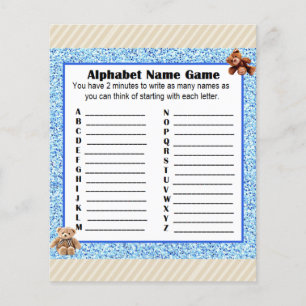 Baby shower Alfabet Name BINGO Game Teddy Bear Flyer