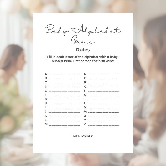 Baby Shower Alfabetspel Briefhoofd