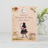  Baby shower Alice & Flamingo Wonderland Kaart (Staand voorkant)