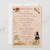  Baby shower Alice & Flamingo Wonderland Kaart (Achterkant)