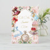 Baby shower Alice in Wonderland Floral Pink Kaart (Staand voorkant)