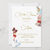 Baby shower Alice in Wonderland Floral Pink Kaart (Achterkant)