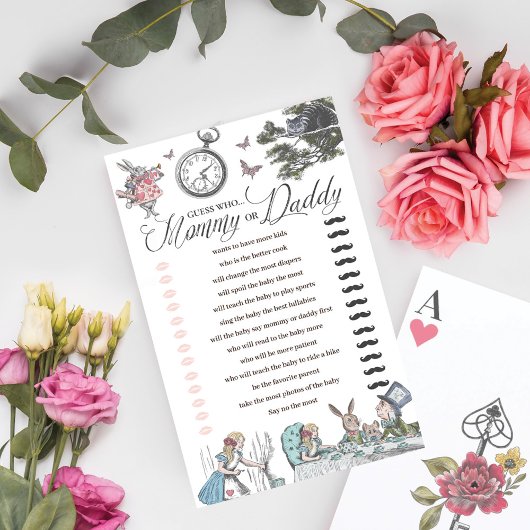 Baby shower Alice in Wonderland Fun Raad eens wie