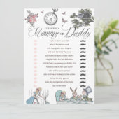 Baby shower Alice in Wonderland Fun Raad eens wie Kaart (Staand voorkant)