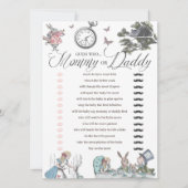 Baby shower Alice in Wonderland Fun Raad eens wie Kaart (Voorkant)