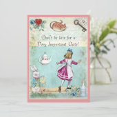 Baby shower Alice in Wonderland Niet te laat komen Kaart (Staand voorkant)