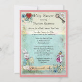 Baby shower Alice in Wonderland Niet te laat komen Kaart (Achterkant)