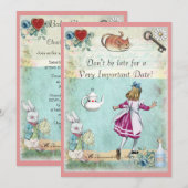 Baby shower Alice in Wonderland Niet te laat komen Kaart (Voorkant / Achterkant)