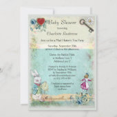 Baby shower Alice in Wonderland Niet te laat komen Kaart (Achterkant)