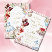 Baby shower Alice In Wonderland Roze Bloemen Kaart
