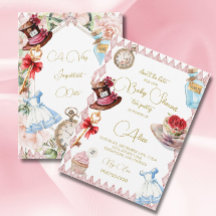 Baby shower Alice In Wonderland Roze Bloemen