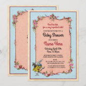 Baby shower Alice Wonderland Konijnenfeest Uitnodi Kaart (Voorkant / Achterkant)