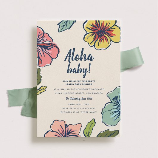 Baby shower Aloha Hawaiian Flowers Kaart