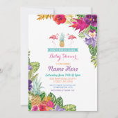 baby shower Aloha Luau Flamingo Invite Kaart (Voorkant)
