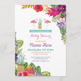 baby shower Aloha Luau Flamingo Invite Kaart