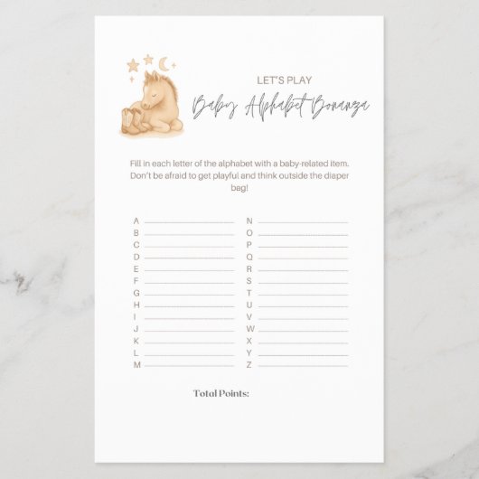 Baby Shower Alphabet Game  Flyer (Voorkant)